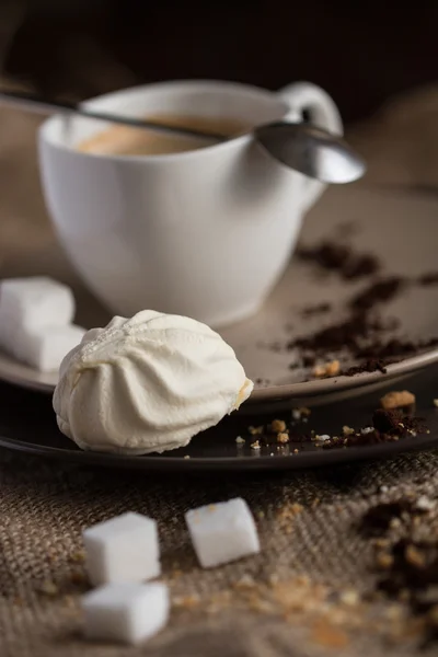 Cup of hot espresso coffee, and cookie — Stock Photo, Image