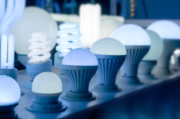 Some led lamps blue light science and technology background — Stock Photo, Image