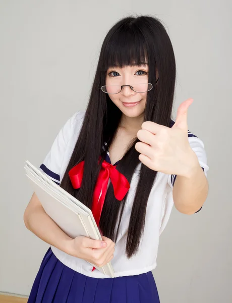 Girl   with thumb up — Stock Photo, Image