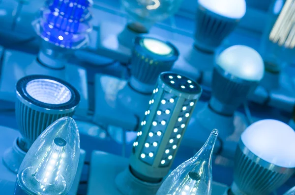 Some led lamps blue light science and technology background — Stock Photo, Image