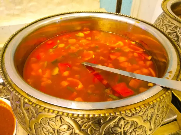 Gemüsesuppe Mit Selektivem Fokus — Stockfoto