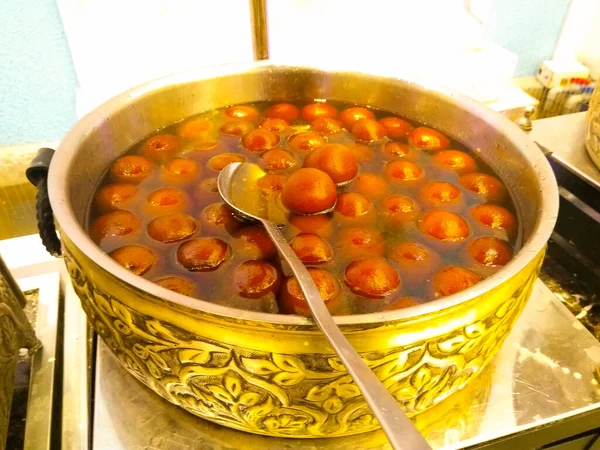 Una Imagen Gulab Jamun Con Enfoque Selectivo — Foto de Stock