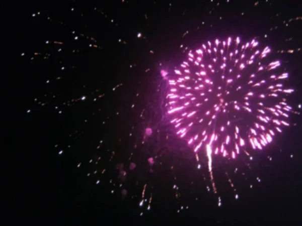 Unscharfes Buntes Feuerwerk Der Nacht Hintergründe Für Grafikdesign Weihnachtsfeiertage Neujahrsfeste — Stockfoto