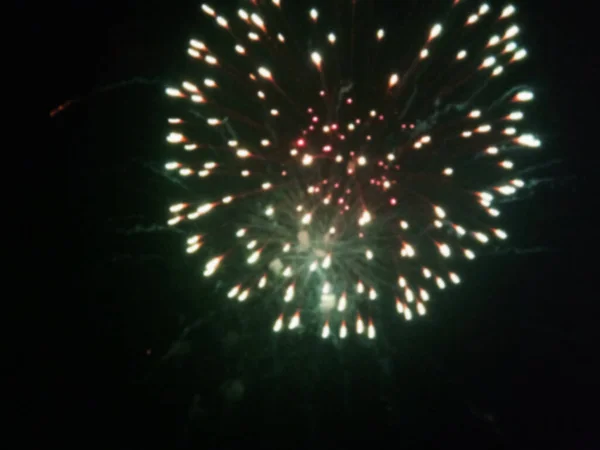 Fuegos Artificiales Colores Borrosos Noche Fondos Para Diseño Gráfico Vacaciones — Foto de Stock