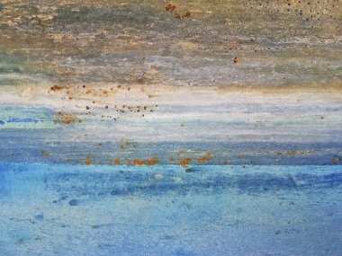 Grafik tasarımı için mavi çelik plakanın paslı arka planı. Metal bileşenleri olan binaların yapımında ortaya çıkan büyük sorunlar.