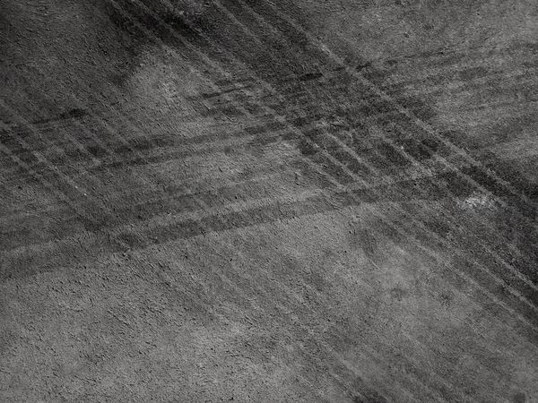 Закрыть Черные Следы Шин Цементном Полу Абстрактная Бетонная Фактура Винтажном — стоковое фото