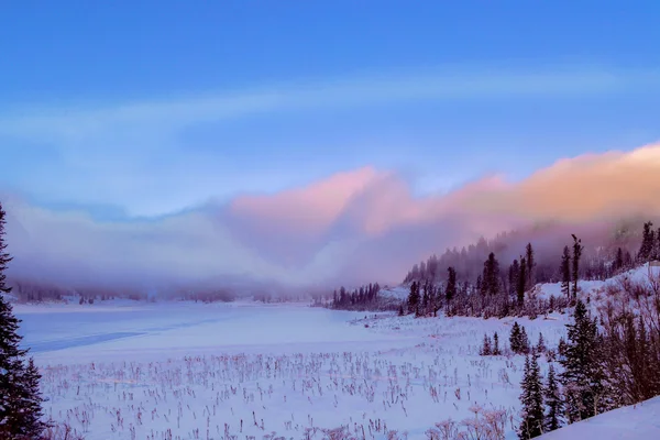 Foggy morning in the Sayan mountains — Stock Photo, Image