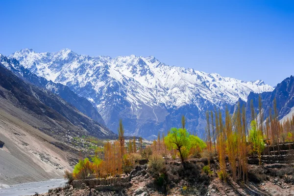 Prachtige landschap van Hunza vallei in herfst seizoen. Noordelijke gebied van Pakistan — Stockfoto