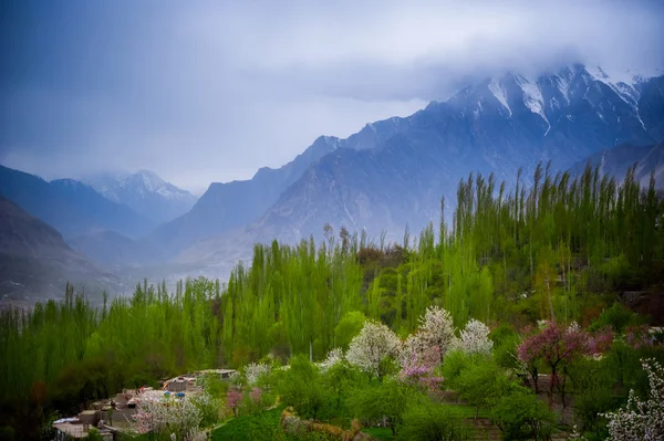 Piękny krajobraz z Hunza dolinie w sezonie jesień. Obszar północny Pakistanu — Zdjęcie stockowe