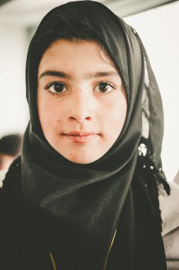 SKARDU, PAKISTAN - APRIL 17: An unidentified girl in a village in the south of Skardu are learning in the classroom of the village school April 17, 2015 in Skardu, Pakistan.