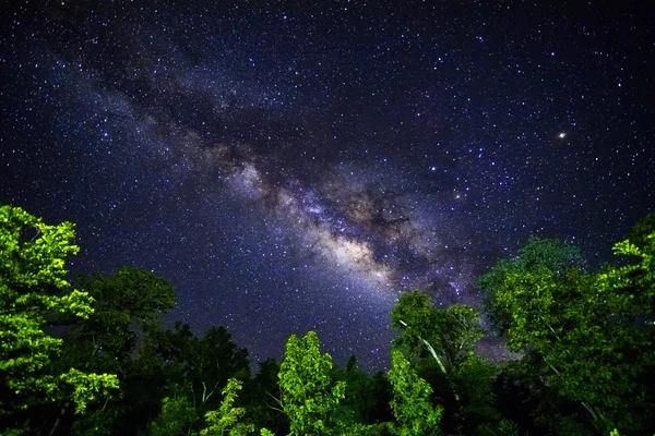 Parte de um céu noturno com estrelas e Via Láctea — Fotografia de Stock