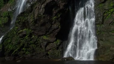 Kamphaeng Phet vilayetindeki Khlong Lan şelalesinin akan sularıyla birlikte derin tropikal yağmur ormanlarında. Khlong Lan Ulusal Parkı, Tayland