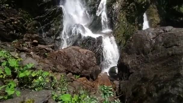 Jungle Landschap Met Stromend Water Van Khlong Lan Waterval Kamphaeng — Stockvideo
