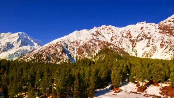 Nanga Parbat Widok Góry Lodowiec Doliny Fairy Łąki Piękny Zimowy — Wideo stockowe