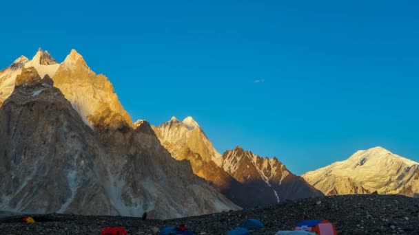 Mont Найвища Гора Позаду Льодовика Балторо Base Camp Pakistan — стокове відео