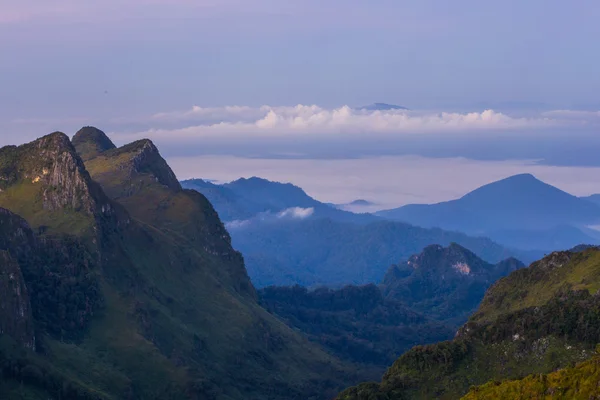 Luce mattutina sulla Foresta e la Montagna — Foto Stock