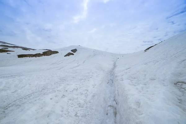 Montagnes sous la neige un jour d'hiver — Photo