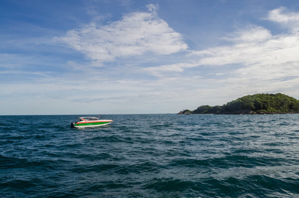 The view from the sea and speed boat