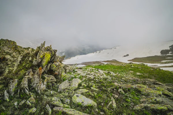 Скалистый ландшафт с ледяными вершинами — стоковое фото