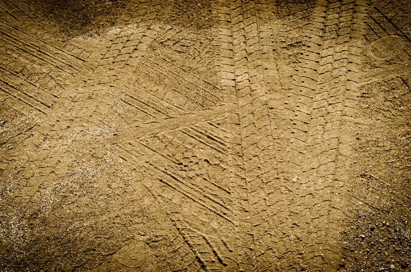 Truck wheel print on upcountry road — Stock Photo, Image