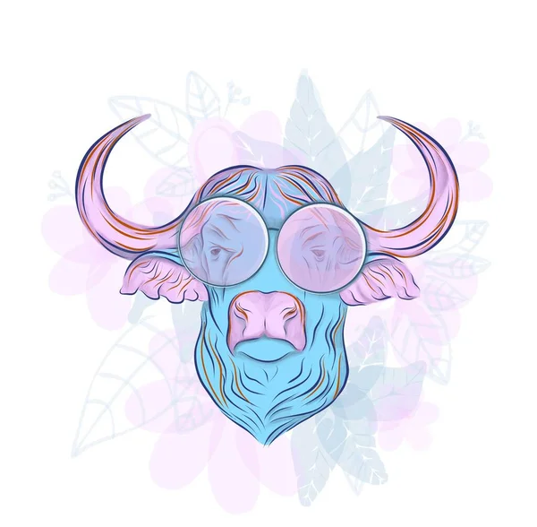 Логотип Бика Голова Бика Малювання Вручну Модна Ілюстрація Друку Тканині — стокове фото