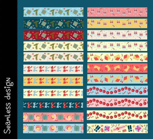 フェスティバルボーダー テンプレートセット お祝いの境界線 装飾品 ブラシの大規模なコレクション 抽象幾何学的多様体 季節記号デザイン要素 — ストックベクタ