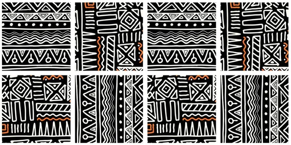 PADRÃO DE TENDA ÉTNICA. TRABALHO DE TINTA NO ESTILO AFRICANO. PATTERN SEAMLESS AFRICAN (em inglês). PADRÃO TRADICIONAL. DROGAS MÍNIMAS PRIMITIVAS DA MÃO. Ilustração vetorial. Moda — Vetor de Stock