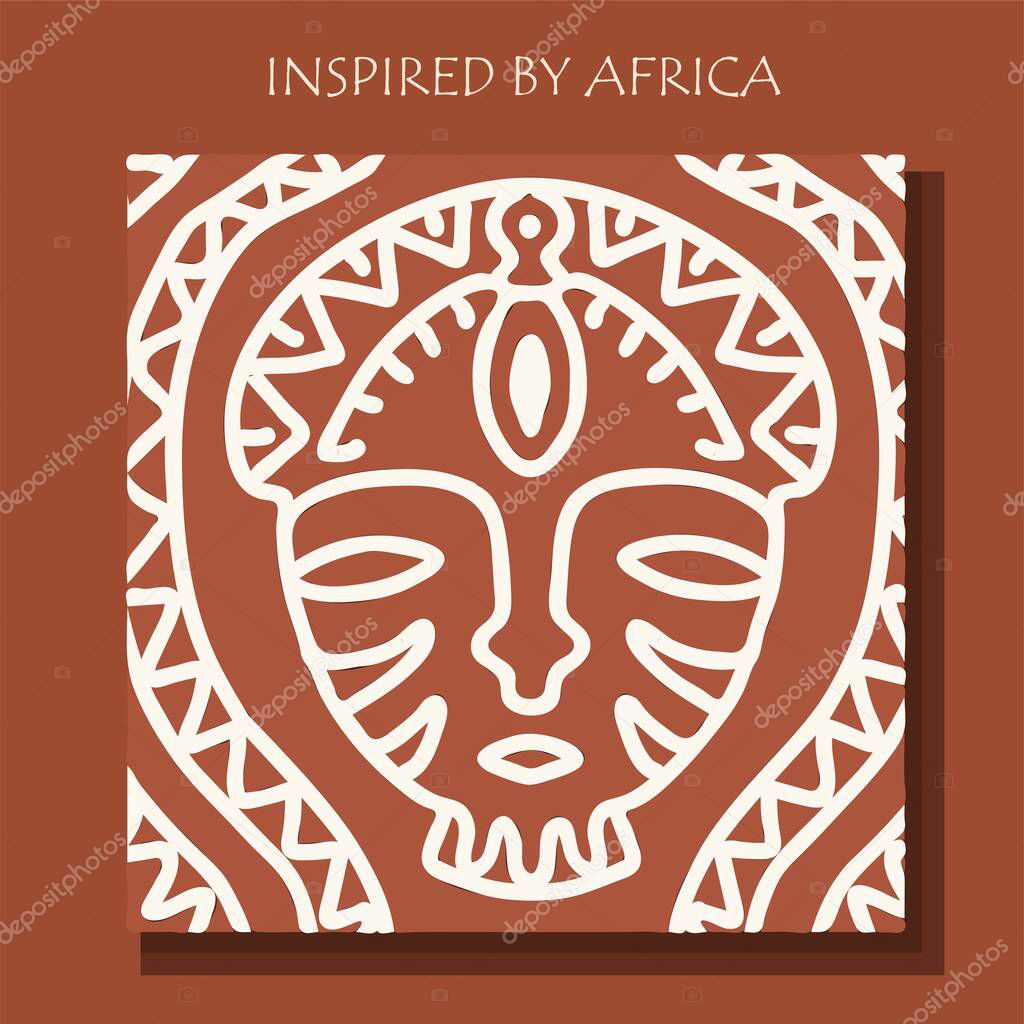 ican background, flyer with grunge tribal traditional pattern. Conceptual design, Ethnic ornament. Warm browns. Trend illustration.