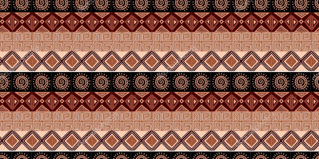 African print, seamless vector pattern in traditional African manner. Ethnic ornament. Warm browns.