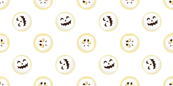 Halloween seamless pattern. scary and cute faces. Vector illustration. — Stock Vector