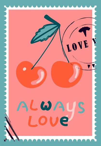 Romantische Postzegels Enveloppen Kaarten Voor Valentijnsdag Bovenaanzicht Moderne Vector Illustratie — Stockvector