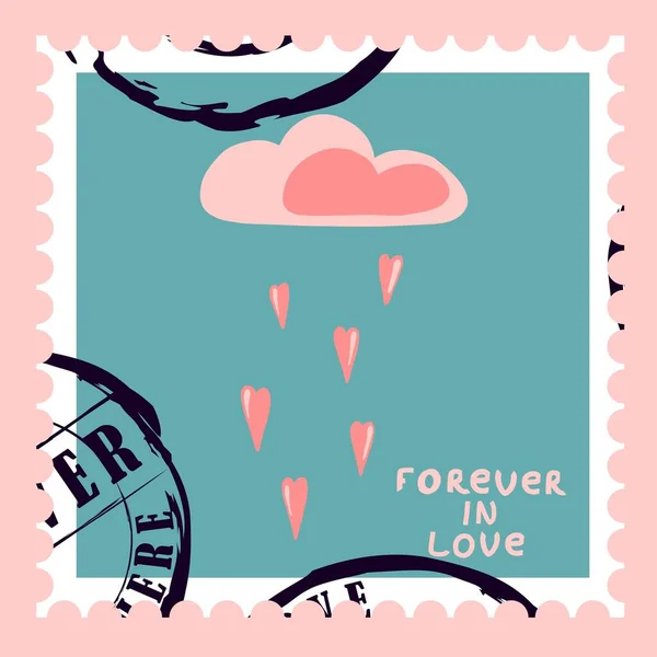 Timbres Poste Romantiques Enveloppes Cartes Pour Saint Valentin Vue Haut — Image vectorielle