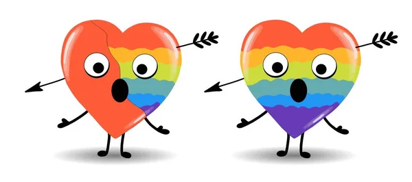 Gay Pride Lgbt Konzept Cartoon Vektor Bunte Illustration Valentinstag Regenbogenherz — Stockvektor