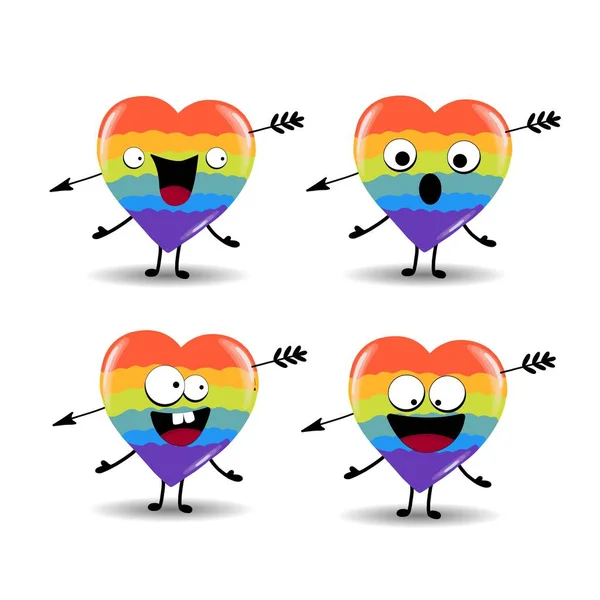 Gay Pride Koncept Lgbt Cartoon Vektor Barevné Ilustrace Valentýn Duhové — Stockový vektor