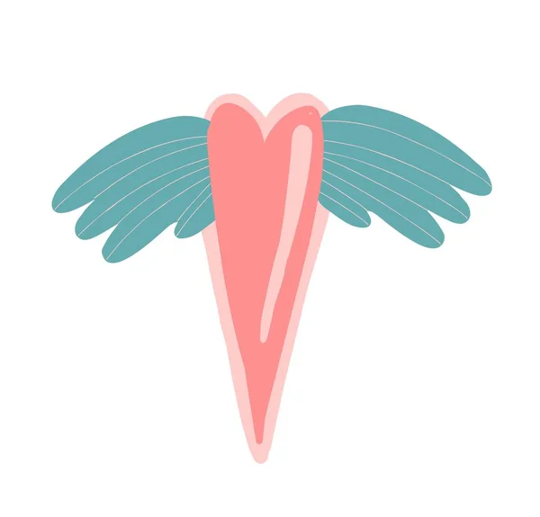 Сердце Крыльями Элемент Изолирован Белом Фоне День Святого Валентина — стоковый вектор