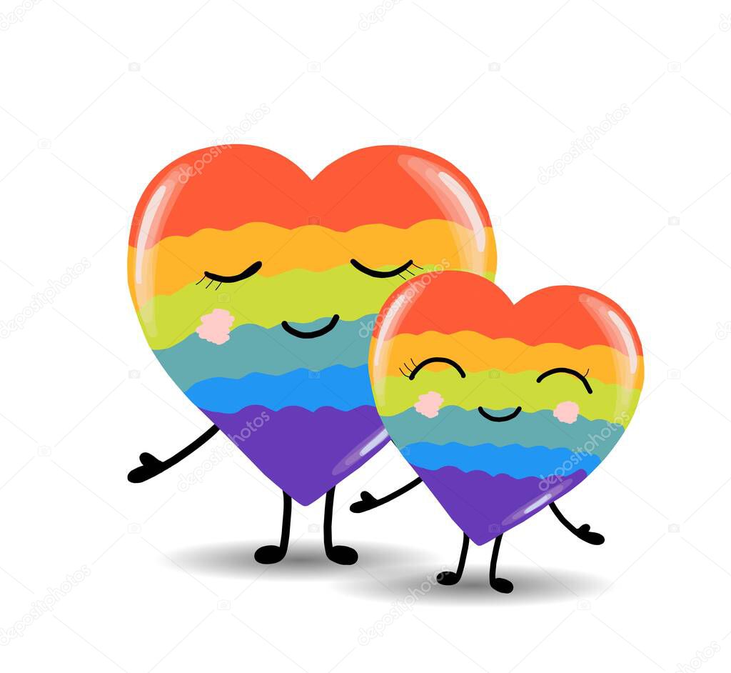 Gay Pride. LGBT concept. Cartoon vector colorful illustration. Valentine's Day. Rainbow heart. Lesbian-gay-bisexual-transgender. Rainbow love concept. Vector illustration