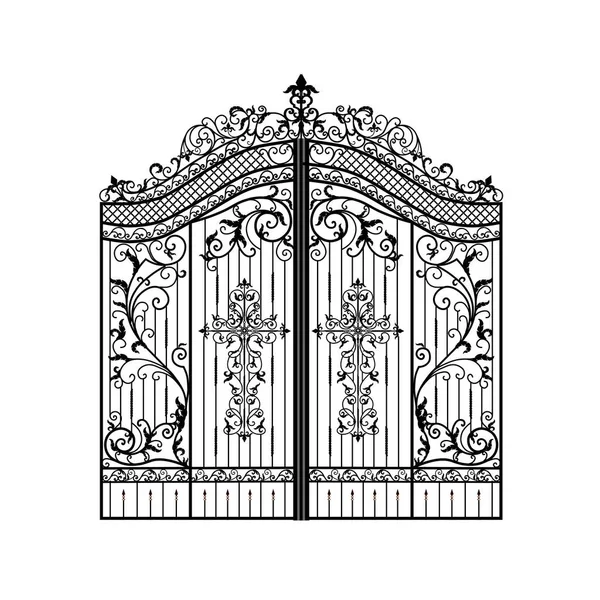 Puerta Metal Del Boceto Entrada Templo Productos Forjados Ilustración Original — Vector de stock