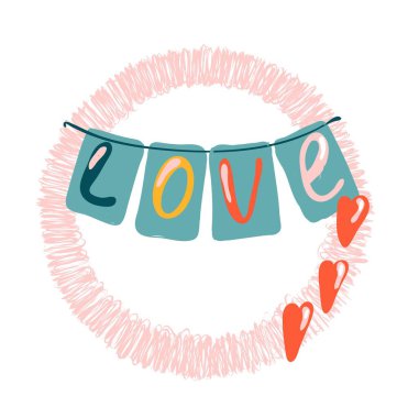 Kağıt sanatında kelime aşkı. Vektör şablonu. İzole vektör simgesi. Vektör arkaplanı. Dekoratif sembol. Güzel renk. Tebrik kartı şablonu