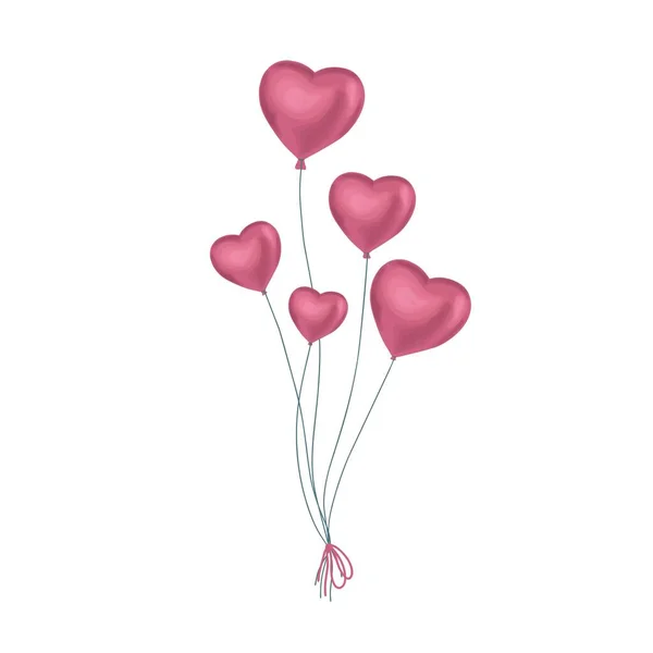 Luftballon Mit Herzen Handgezeichneten Stil Auf Buntem Hintergrund Urlaubsdesign Dekoratives — Stockvektor