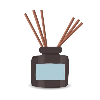 Aroma çubukları. Aromaterapi. Hoş bir koku. Kokla. Vektör illüstrasyonu izole edilmiş Spa prosedürü