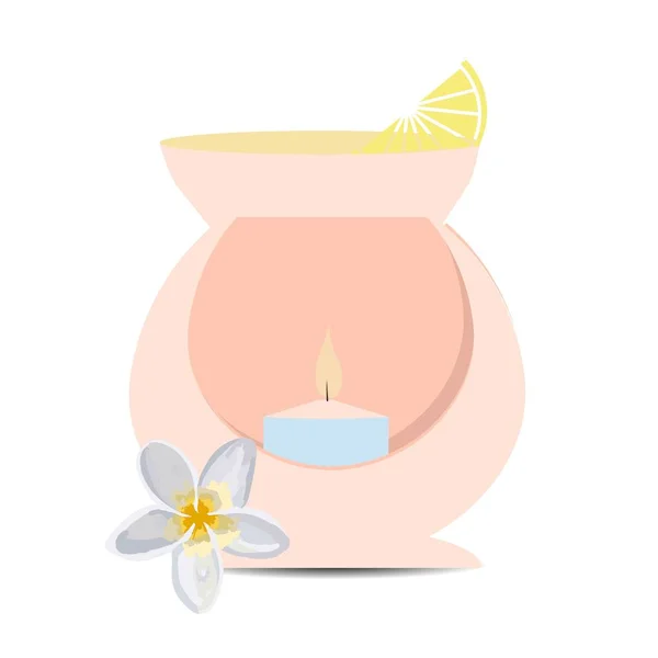 Aromalapma Vela Calefacción Aceite Esencial Para Lámpara Ilustración Vectorial Aislada — Vector de stock