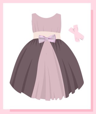 Prenses elbisesi beyaz arka planda izole edilmiş. Kızlar için çocuk şenlik elbisesi. Güzel, zarif bir elbise. Tulle dantel elbise.