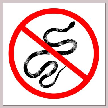 Yasaklayan yılanları imzala. Kırmızı çizgili bir çemberde yılan. Tehlikeli konsept ve hayvanlarla giriş yasak..