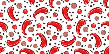 Kırmızı biber, süper sıcak kırmızı biber. Acı biber. Kusursuz. Mutfak deseni. Aşçılık kalıbı.