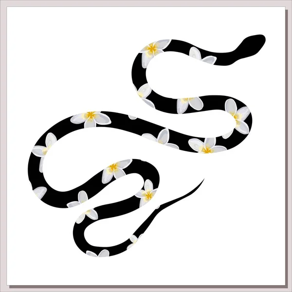 Serpente Bello Con Fiori Stampa Serpente Esotica Shirt Isolato Uno — Vettoriale Stock