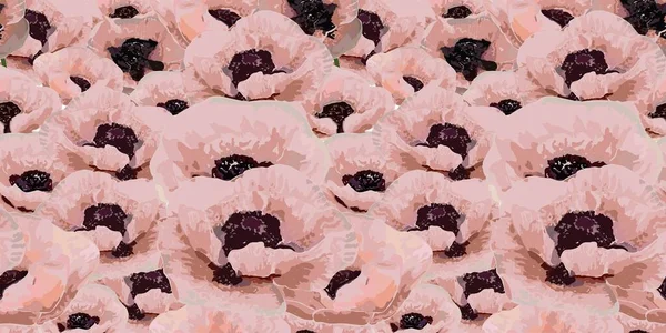Anemonenmuster Rosa Anemonenblüte Sommer Nahtloses Muster Für Stoff Und Textildesign — Stockvektor