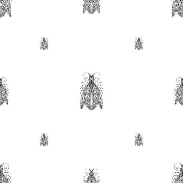 Летний Узор Жуками Бабочками Современным Текстильным Дизайном — стоковый вектор