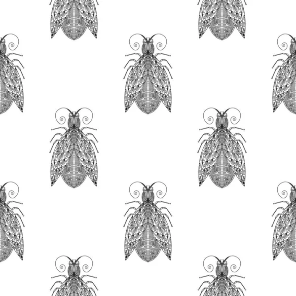 Sommermuster Mit Käfern Und Schmetterlingen Mit Modernem Modischen Textildesign — Stockvektor