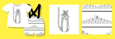 KADIN YILI 2022. Kusursuz parmak izi ve logo. Kıyafetlere baskı yapıyorum. Yüceltme. Komik kaplan. Çocuk kıyafetleri için tasarım. Vektör illüstrasyonu