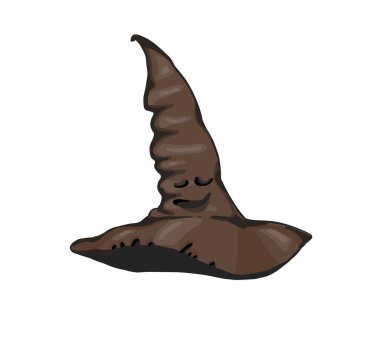 Büyücü şapkası. Sivri uçlu şapka. Sihirli bir şey. Vektör çizimi. Beyaz arkaplanda izole.